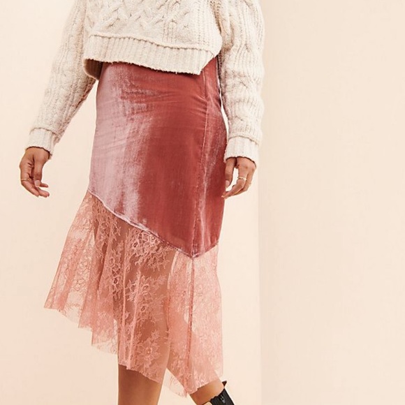 FREE PEOPLE VELVET MY LACEY SKIRT 2,4,6,8 BLUE - Picture 3 of 14